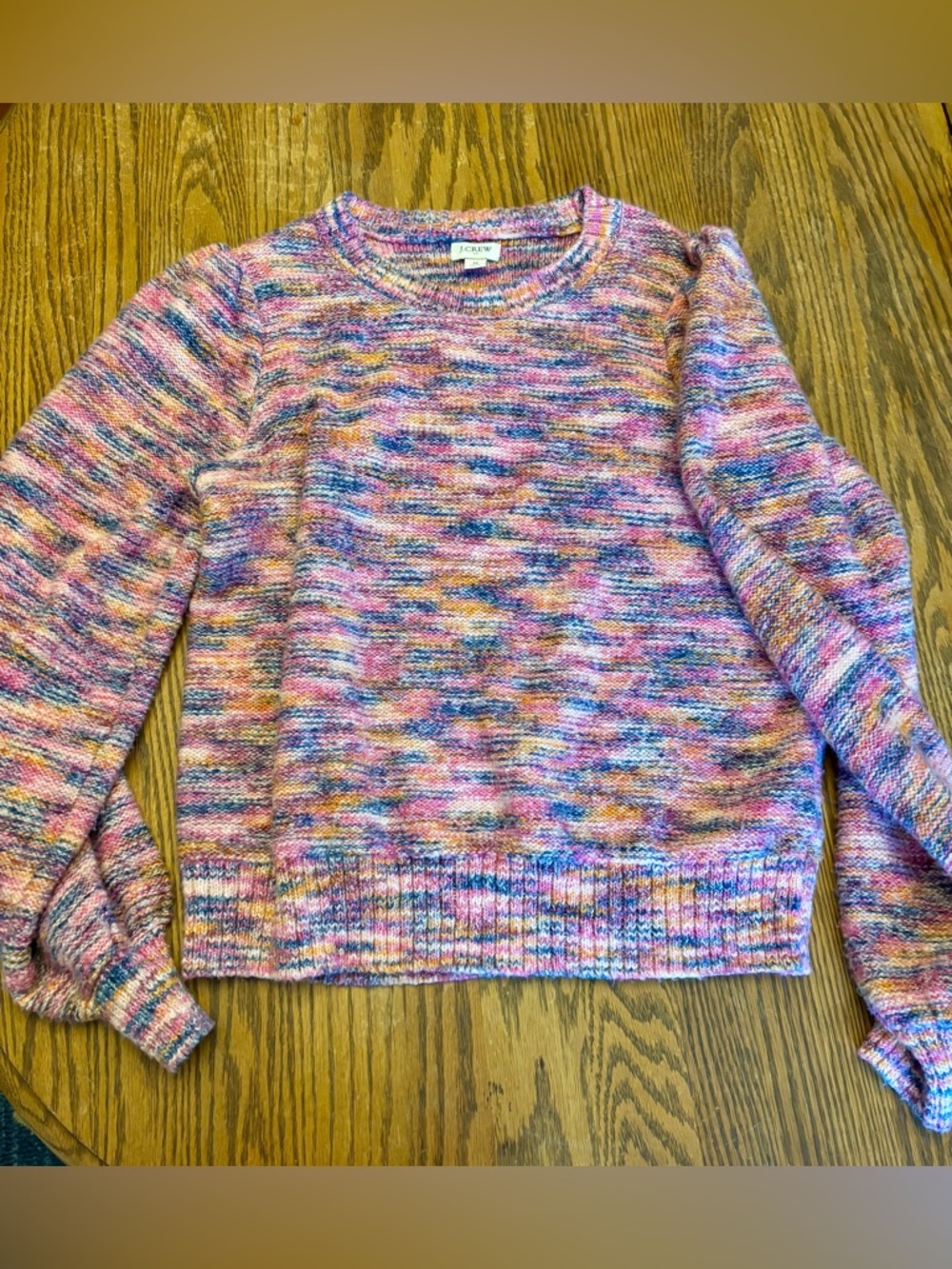 J. Crew Pink Multicolor Speckled Crewneck Sweater